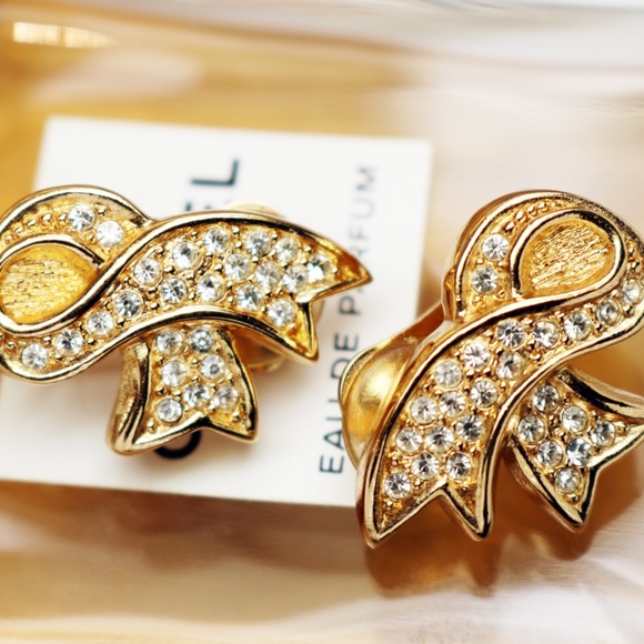 Vintage Christian Dior Crystal Encrusted Earrings - Picture 7 of 16